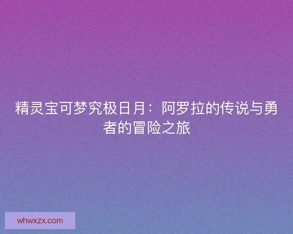 精灵宝可梦究极日月：阿罗拉的传说与勇者的冒险之旅