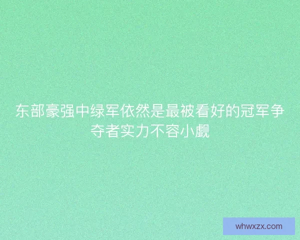 东部豪强中绿军依然是最被看好的冠军争夺者实力不容小觑