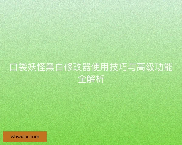 口袋妖怪黑白修改器使用技巧与高级功能全解析